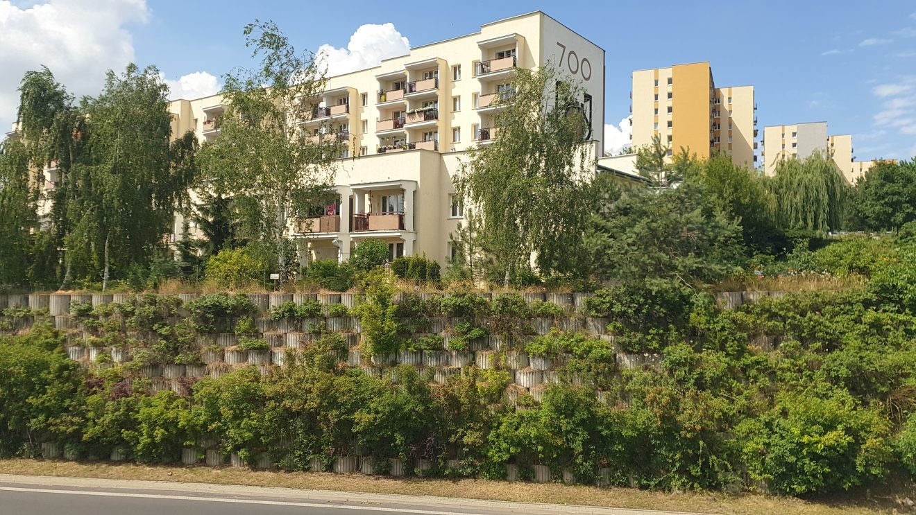 Mur oporowy przy łączniku Smorawińskiego-Solidarności