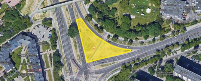 Mapa z zaznaczonym terenem nasadzeń.