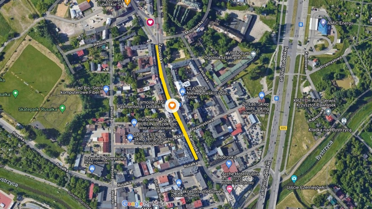 Mapa z zaznaczonym miejscem.