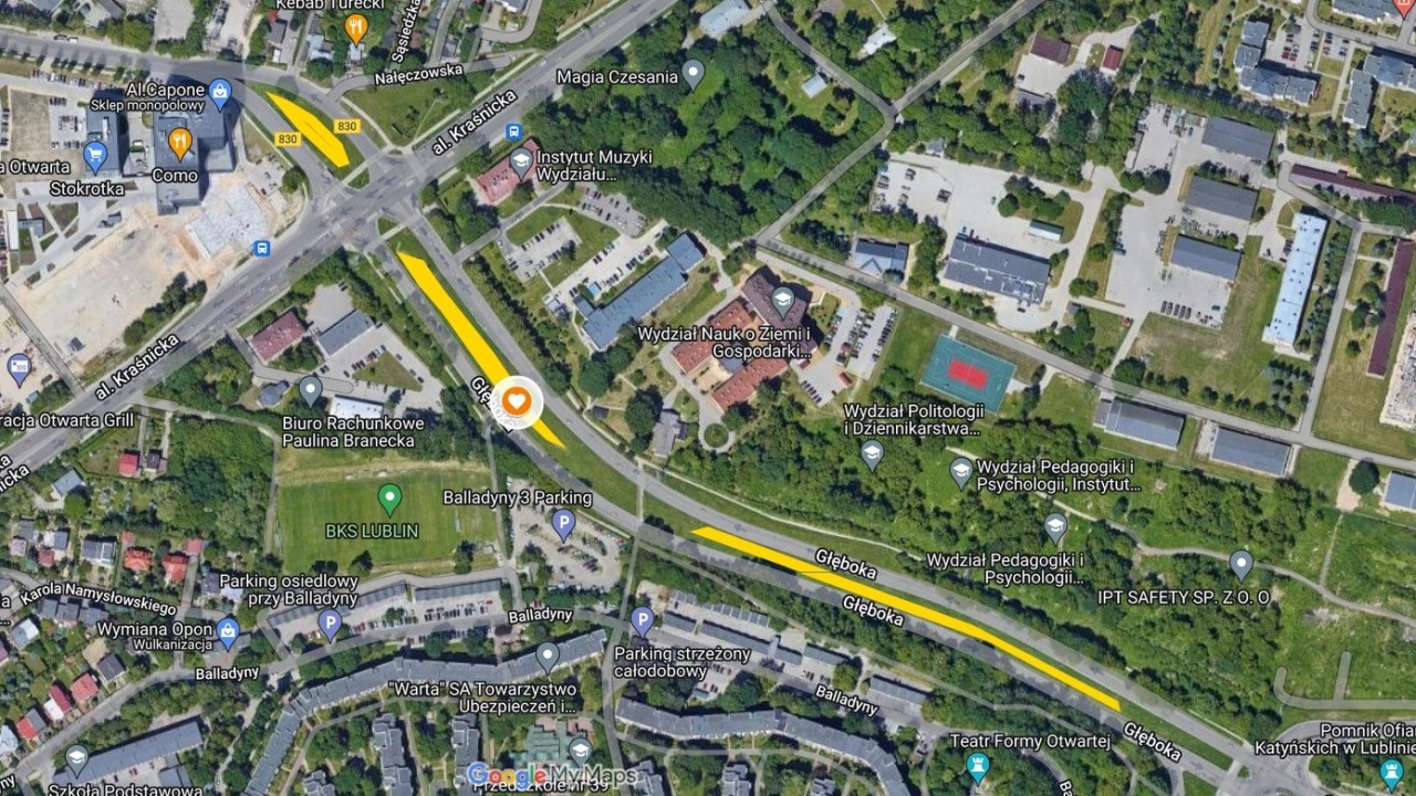 Mapa z zaznaczonym miejscem.