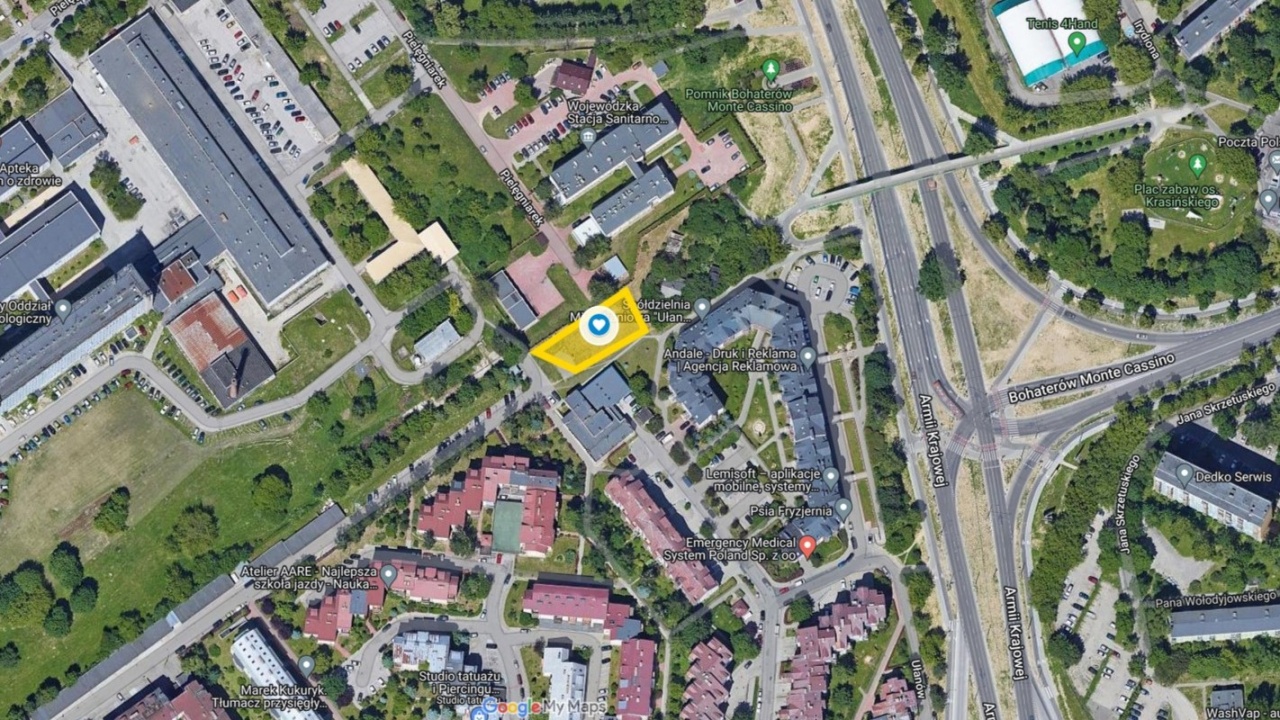 Mapa z zaznaczonym miejscem.